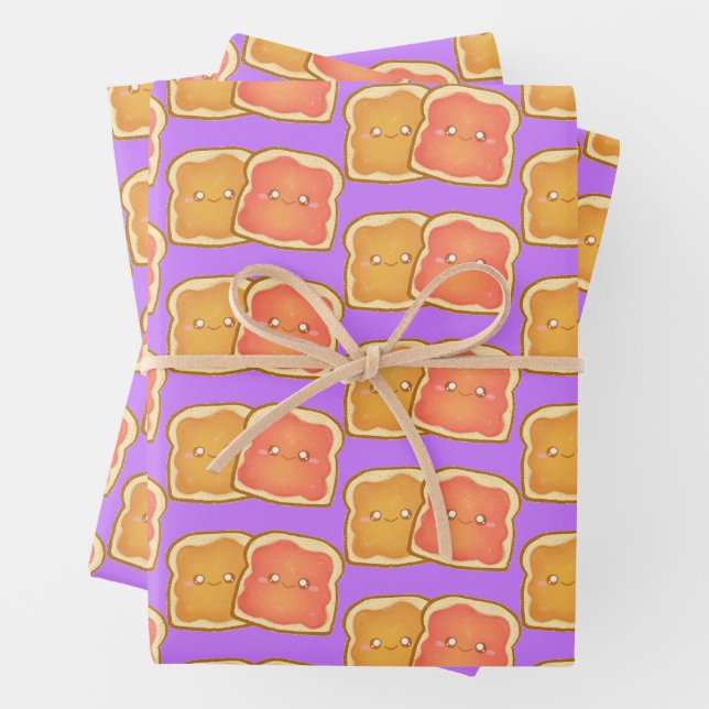 Erdnussbutter und Erdbeere Jelly Toast Geschenkpapier Set (Beispiel)