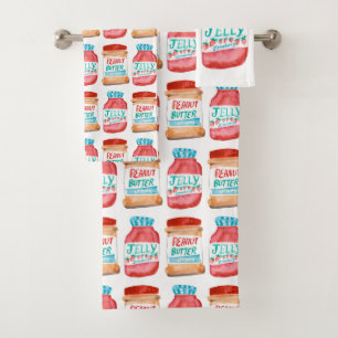 Erdnussbutter und Gelee-Farbmuster Badhandtuch Set