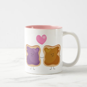 Erdnussbutter und Gelee-Liebe-Tasse Zweifarbige Tasse