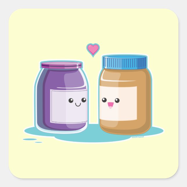 Erdnussbutter und Jelly Quadratischer Aufkleber (Vorderseite)