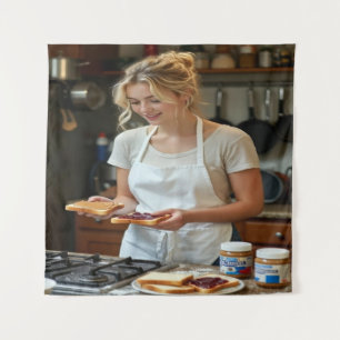 Erdnussbutter-und-Marmeladen-Sandwich-Benutzerdefi Wandteppich