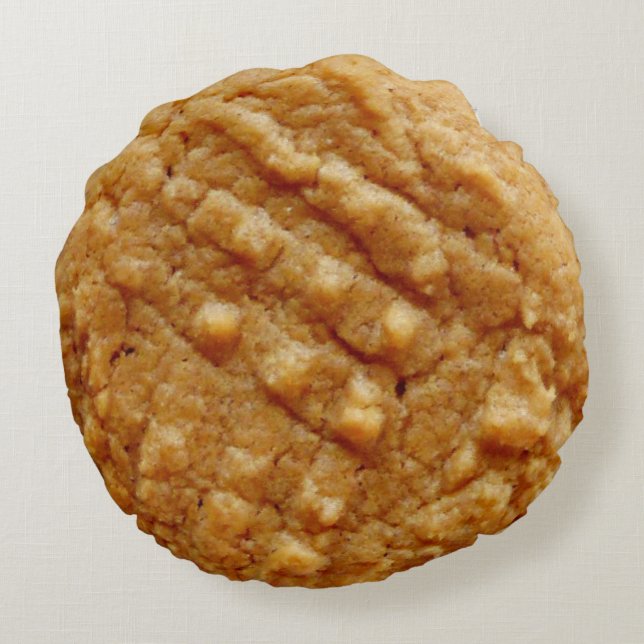 Erdnussbutterkeks, Tan Rundes Kissen (Rückseite)