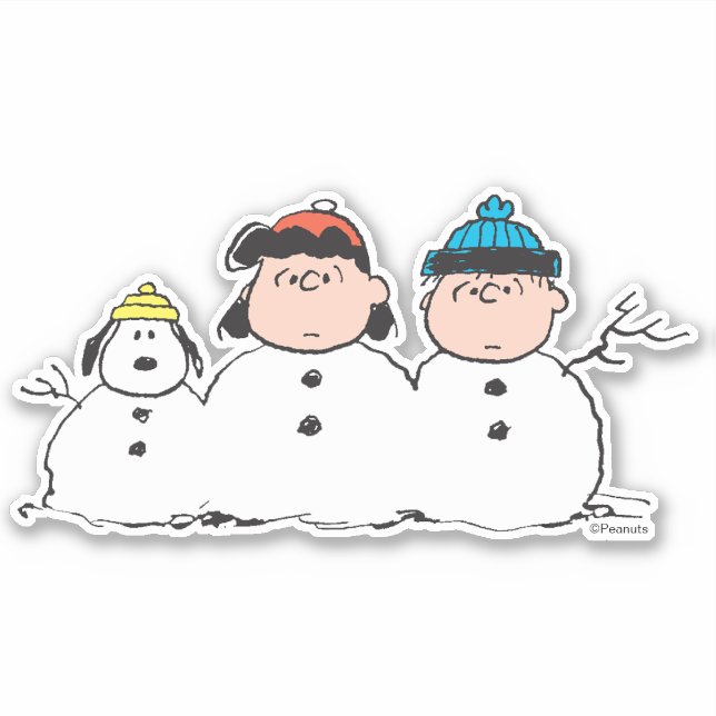 Erdnüsse | 3 Person Snowman Aufkleber (Vorderseite)