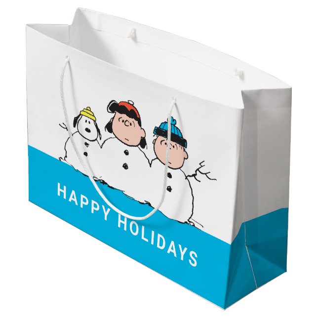 Erdnüsse | 3 Person Snowman Große Geschenktüte (Rückseite Schrägansicht)