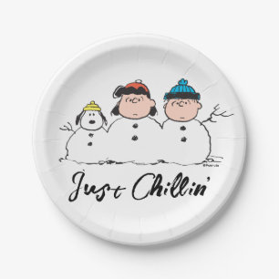 Erdnüsse   3 Person Snowman Pappteller