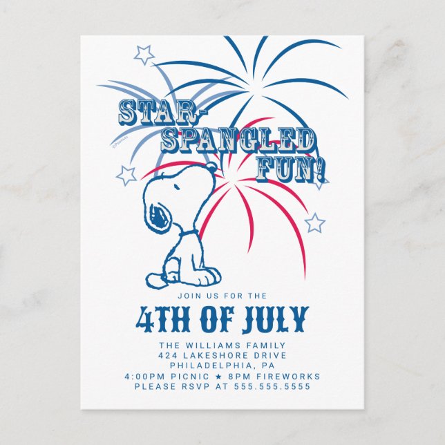 Erdnüsse 4. Juli Star Spangled Spaß Postkarte (Vorderseite)