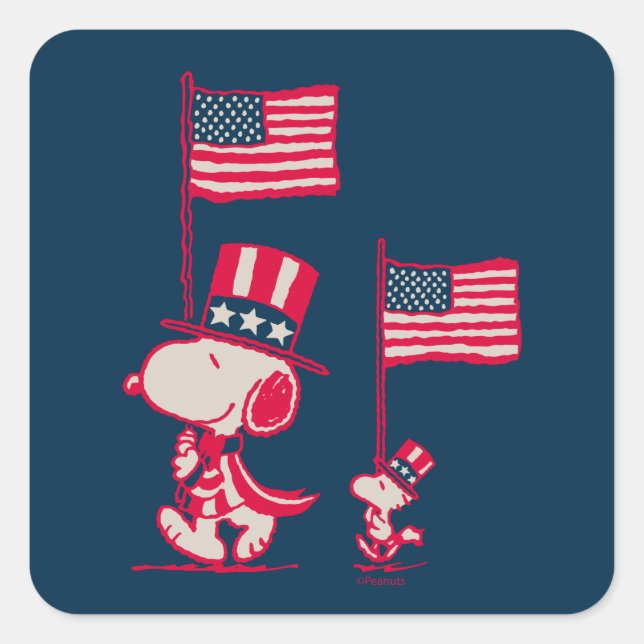 Erdnüsse | American Summer Old Glory Quadratischer Aufkleber (Vorderseite)