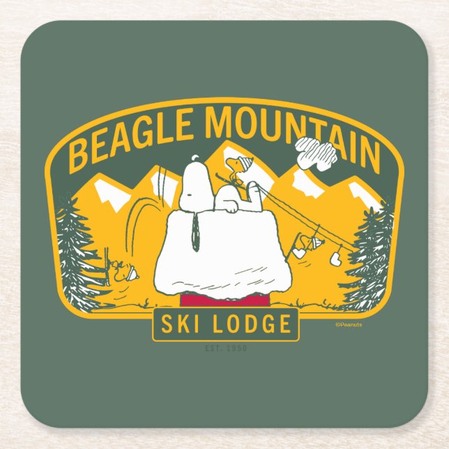 Erdnüsse | Beagle Skilodge Rechteckiger Pappuntersetzer (Vorderseite)