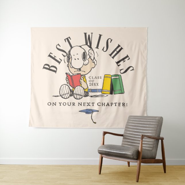 Erdnüsse Beste Wünsche Abschluss Snoopy Lesend Wandteppich (Beispiel (Horizontal))