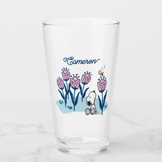 Erdnüsse - Blume | Name hinzufügen Glas (Vorderseite)