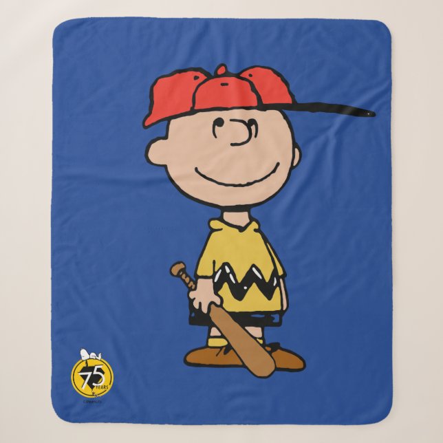 Erdnüsse | Charlie Brown Baseball Smile Sherpadecke (Vorderseite)