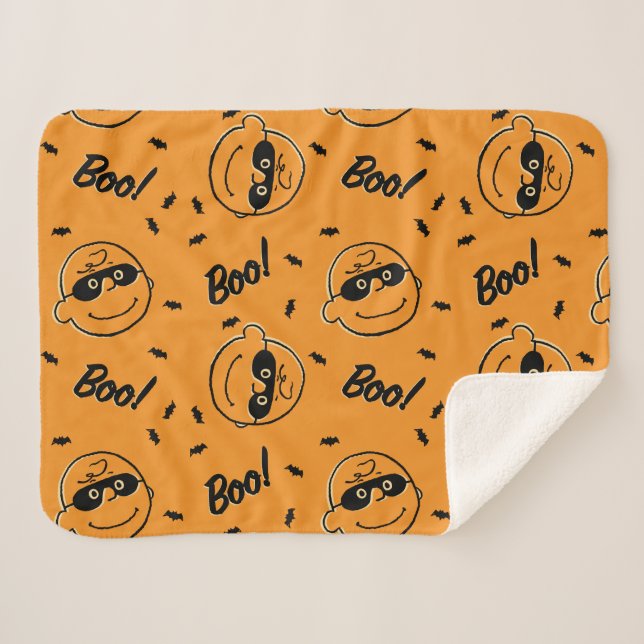 Erdnüsse | Charlie Brown Boo! Muster Sherpadecke (Vorderseite (Horizontal))