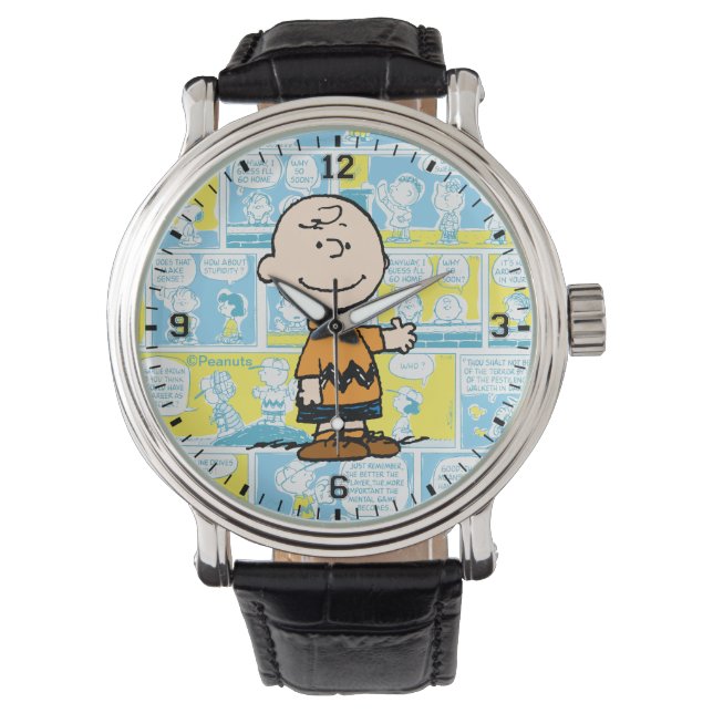 Erdnüsse | Charlie Brown Comic Pattern Armbanduhr (Vorderseite)