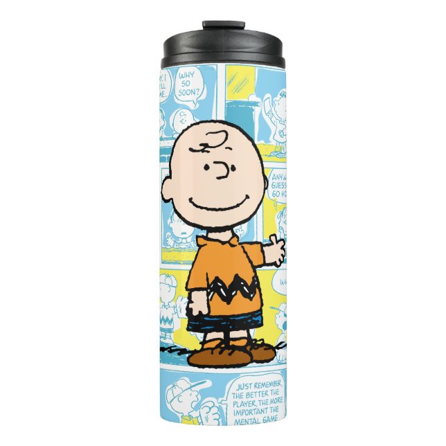 Erdnüsse | Charlie Brown Comic Pattern Thermosbecher (Vorderseite)