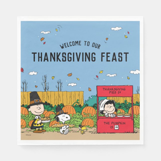 Erdnüsse | Charlie Brown Erntedank Fest Serviette (Vorderseite)