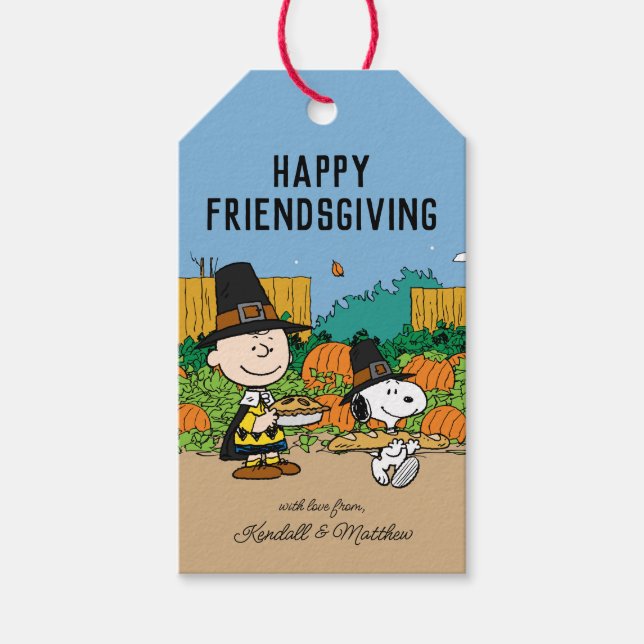 Erdnüsse | Charlie Brown Erntedank Ihren Namen hin Geschenkanhänger (Vorderseite)