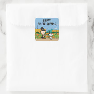 Erdnüsse   Charlie Brown Erntedank Quadratischer Aufkleber