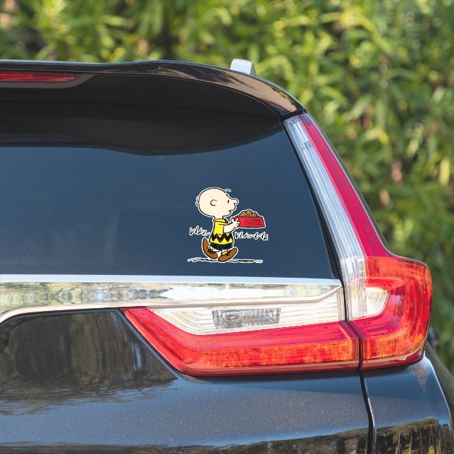 Erdnüsse | Charlie Brown mit Snoopy's Dish Aufkleber (Auto Seite)