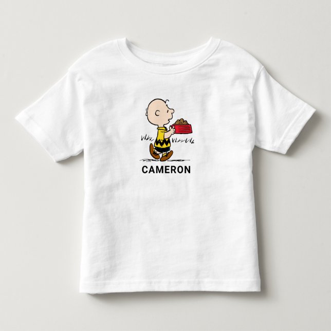 Erdnüsse | Charlie Brown mit Snoopy's Dish Kleinkind T-shirt (Vorderseite)