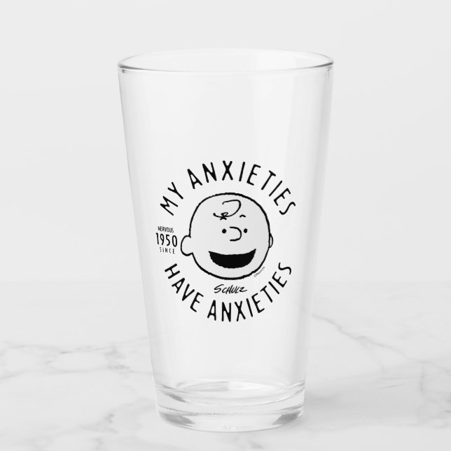 Erdnüsse | Charlie Brown Nervous seit 1950 Glas (Vorderseite)