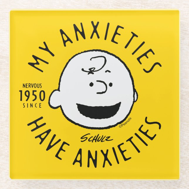 Erdnüsse | Charlie Brown Nervous seit 1950 Glasuntersetzer (Vorderseite)