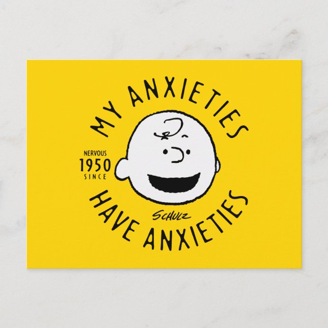 Erdnüsse | Charlie Brown Nervous seit 1950 Postkarte (Vorderseite)