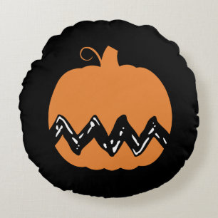 Erdnüsse   Charlie Brown Orange Pumpkin Rundes Kissen