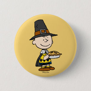 Erdnüsse   Charlie Brown Pilgrim Button