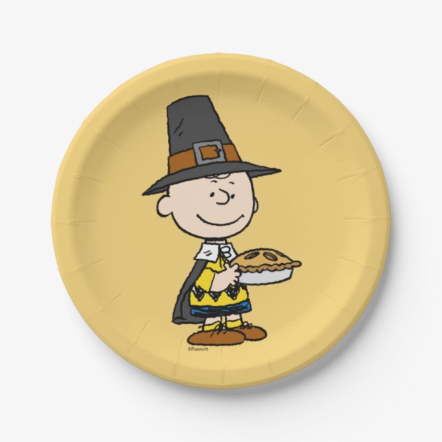 Erdnüsse | Charlie Brown Pilgrim Pappteller (Vorderseite)