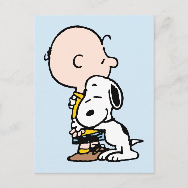 Erdnüsse | Charlie Brown & Snoopy Hug Postkarte (Vorderseite)