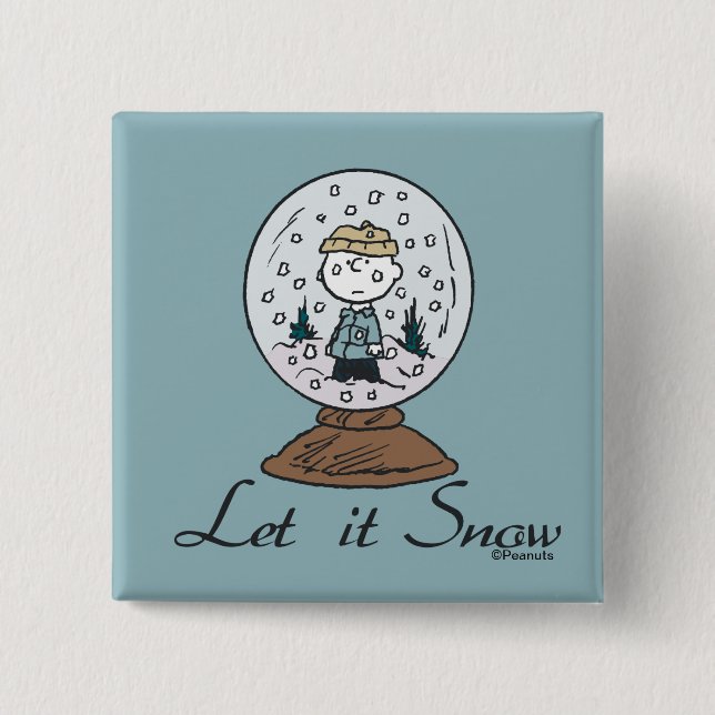 Erdnüsse | Charlie Brown Snow Globe Button (Vorderseite)