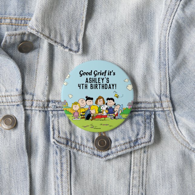 Erdnüsse | Charlie Brown und Gang Birthday Button (Beispiel)