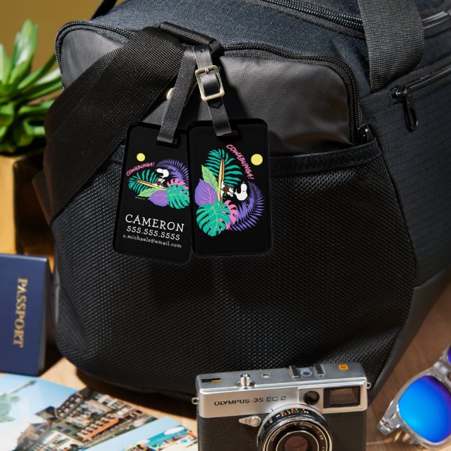 Erdnüsse | Cowabunga Snoopy Gepäckanhänger (Vorderseite & Rückseite)