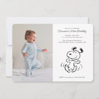 Erdnüsse | Dancing Snoopy Foto Geburtstag Einladung