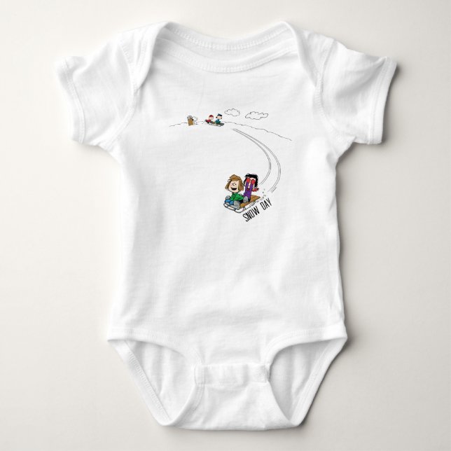 Erdnüsse | Die Erdnussbande Schlittenreiten Baby Strampler (Vorderseite)