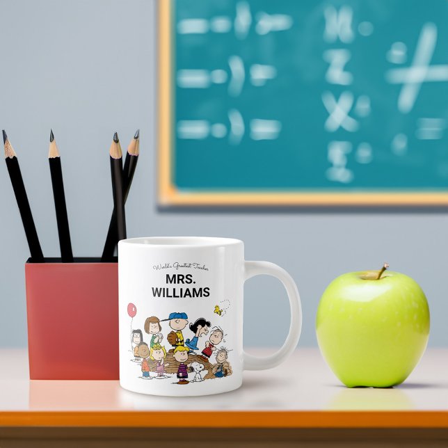 Erdnüsse | Die Gang Bestste Lehrerin Personalisier Jumbo-Tasse (Mug on desk)