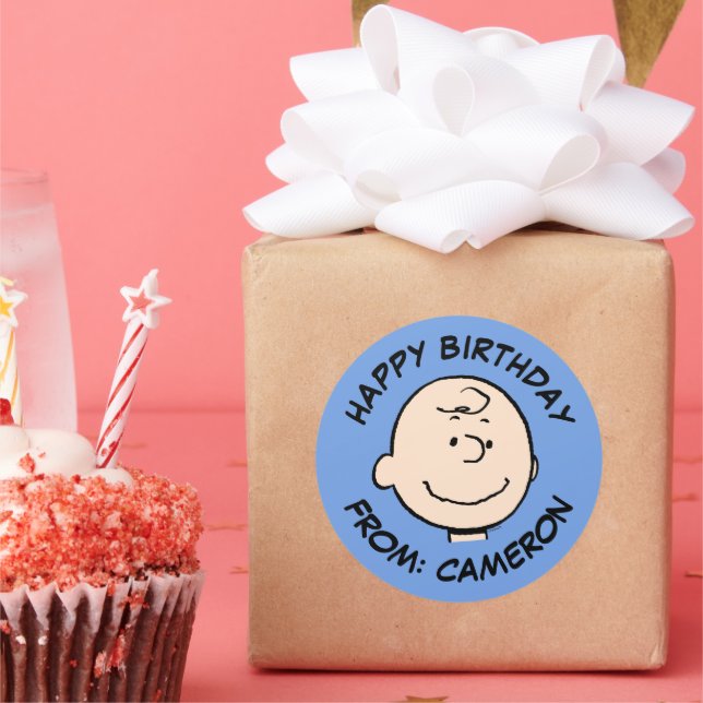 Erdnüsse | Ein Charlie Brown Smile | Happy Birthda Runder Aufkleber (Party)