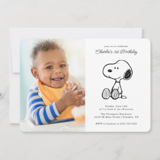 Erdnüsse | Einfaches Snoopy-Foto Geburtstag Einladung