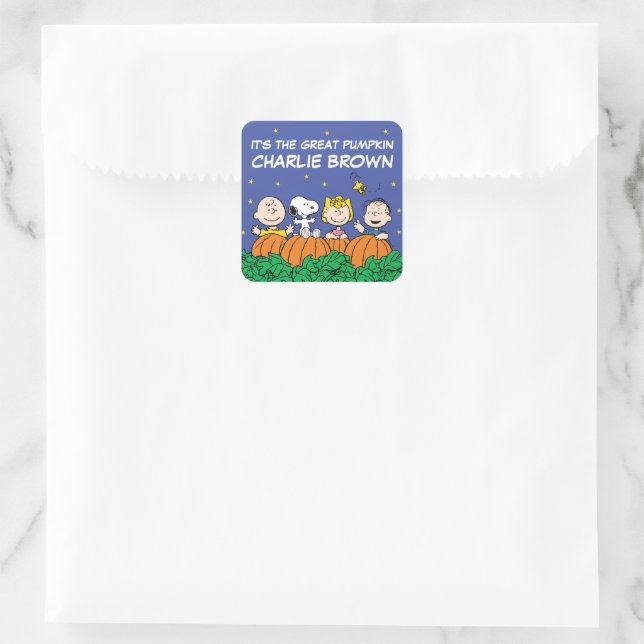 Erdnüsse | Es ist der große KürbisCharlie Brown Quadratischer Aufkleber (Tasche)