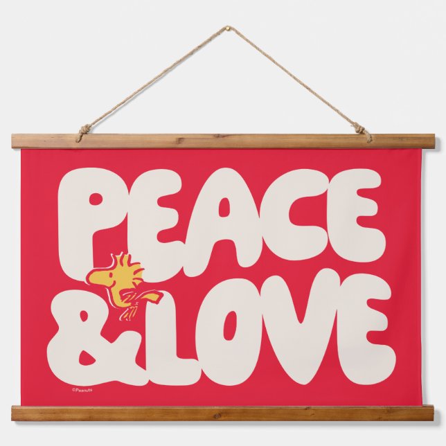 Erdnüsse | Frieden und Liebe Woodstock Wandteppich Mit Holzrahmen (Vorne)