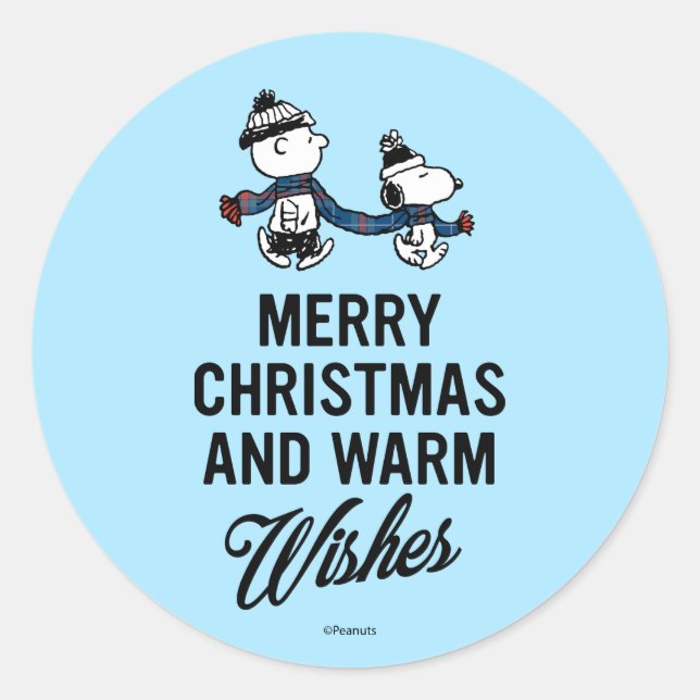 Erdnüsse | Frohe Weihnachten Snoopy & Charlie Brow Runder Aufkleber (Vorderseite)