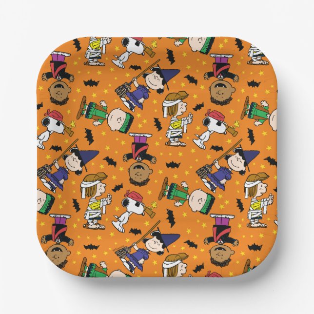 Erdnüsse | Fröhliches Halloween-Muster Pappteller (Vorderseite)