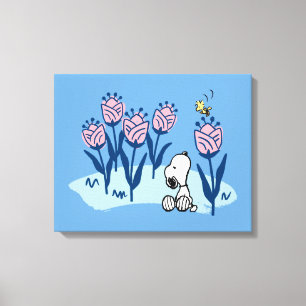 Erdnüsse Garten mit Snoopie und Holzblumen Leinwanddruck
