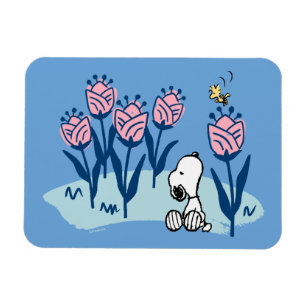 Erdnüsse   Garten mit Snoopie und Holzblumen Magnet