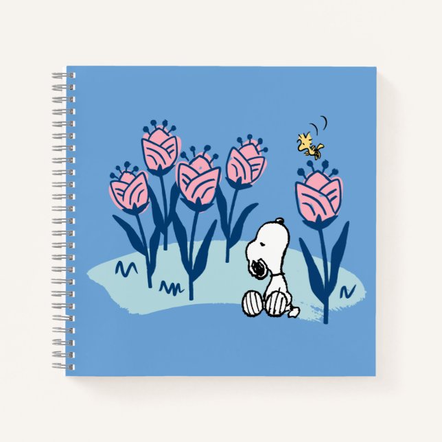 Erdnüsse | Garten mit Snoopie und Holzblumen Notizbuch (Vorderseite)