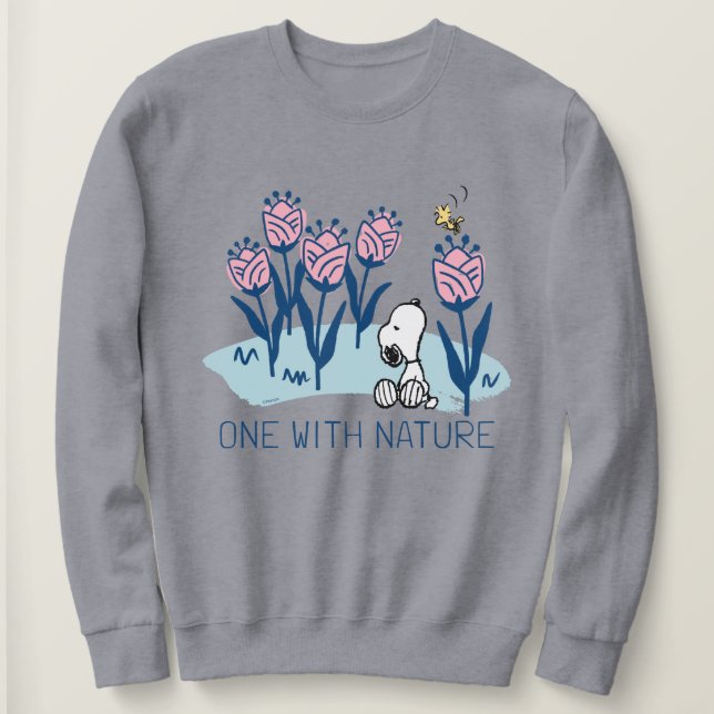 Erdnüsse | Garten mit Snoopie und Holzblumen Sweatshirt (Design vorne)