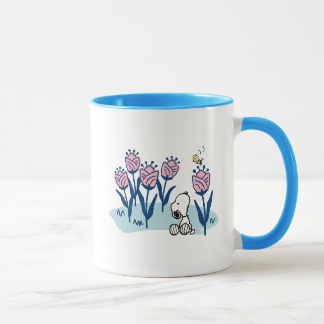 Erdnüsse | Garten mit Snoopie und Holzblumen Tasse (Rechts)