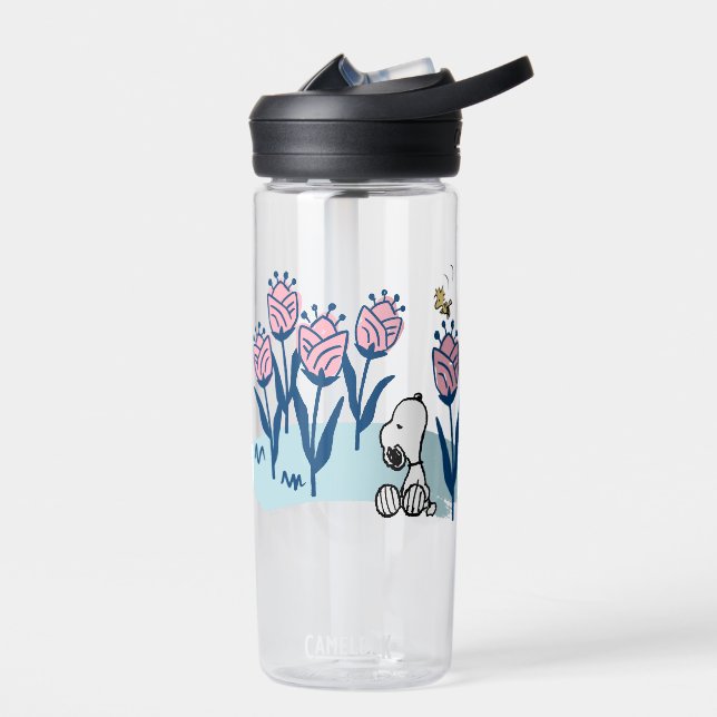 Erdnüsse | Garten mit Snoopie und Holzblumen Trinkflasche (Links)