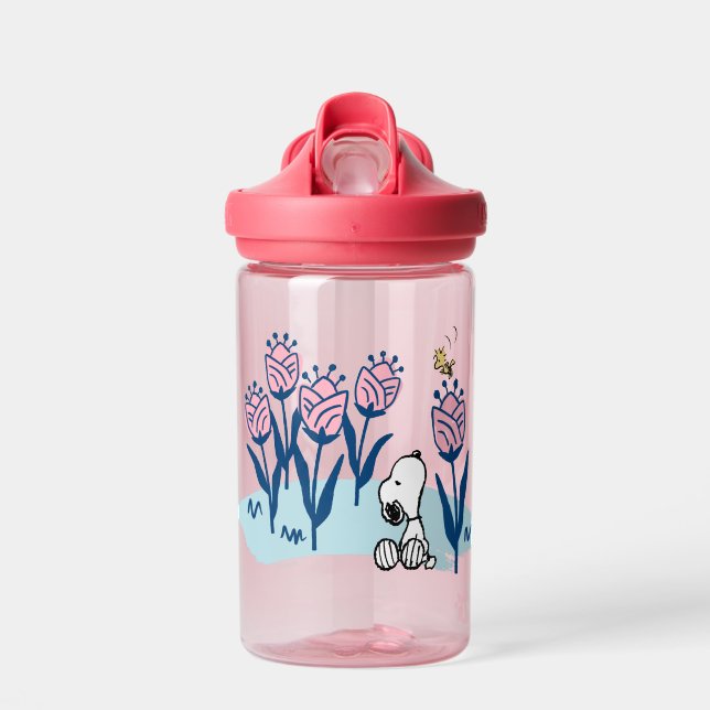 Erdnüsse | Garten mit Snoopie und Holzblumen Trinkflasche (Vorne)