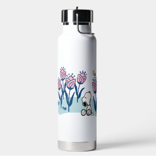 Erdnüsse   Garten mit Snoopie und Holzblumen Trinkflasche